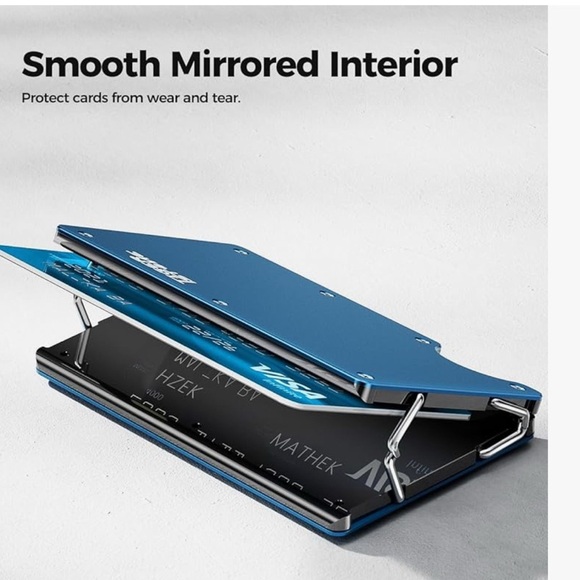 TIGERSTONE Minimalist Slim Metal Wallet Men RFID Blocking Holds 20 Cards Blue - Picture 3 of 8